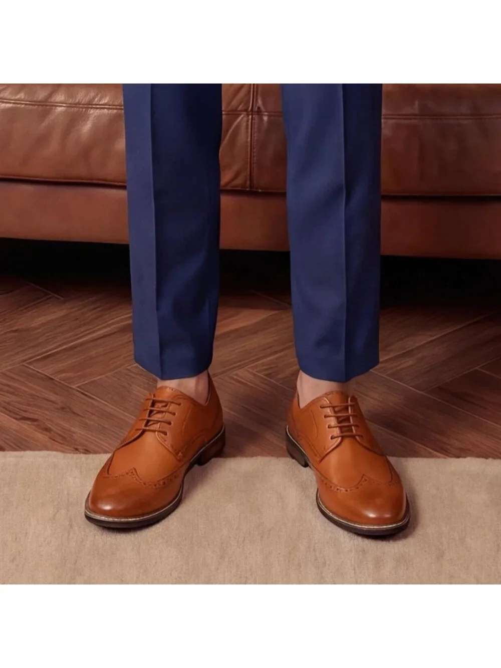 Men's Brown Cap Toe Wedding Work Wear Office Business Oxford Dress Shoes